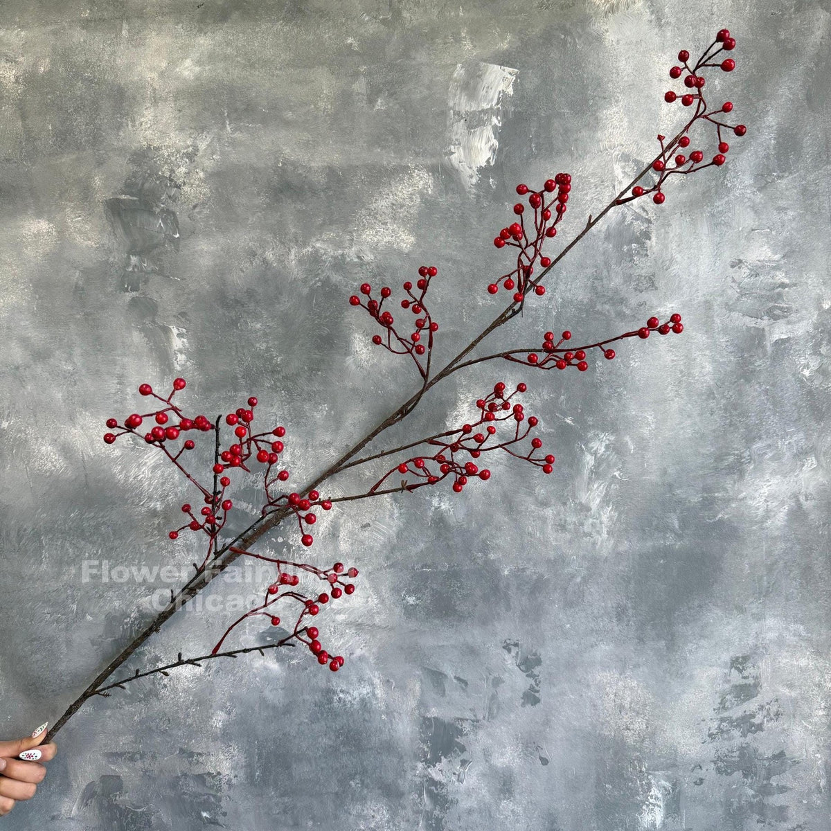 Faux Berry Branch Spray 44.5" - Red