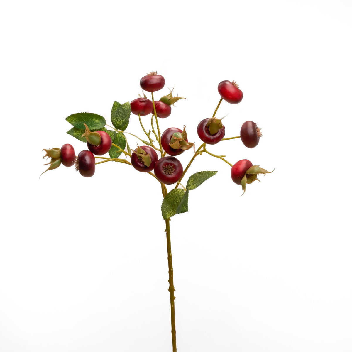 Faux Rose Hip Berry Stem - Red