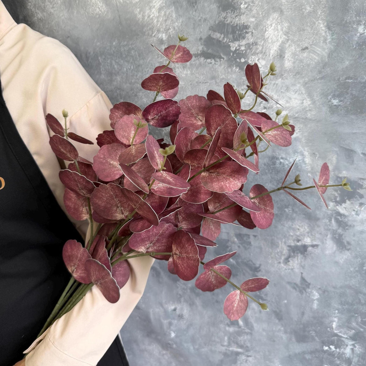 Real Touch Eucalyptus Branch - Dusty Burgundy