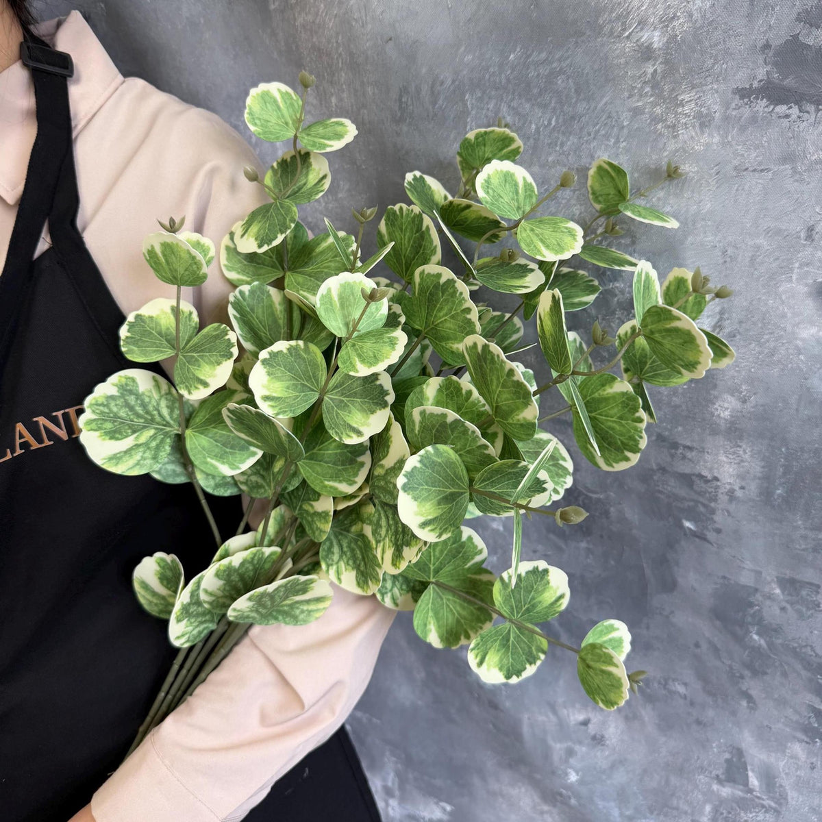 Real Touch Variegated Eucalyptus Branch - Green & Cream