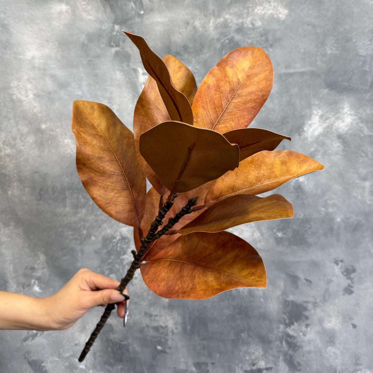 Natural Touch Faux Magnolia Leaf Branch - Golden Brown