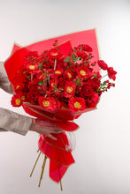 Load image into Gallery viewer, Vivid Passion: Red Roses, Poppies & Mini Roses Bouquet