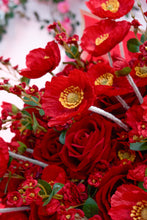 Load image into Gallery viewer, Vivid Passion: Red Roses, Poppies & Mini Roses Bouquet