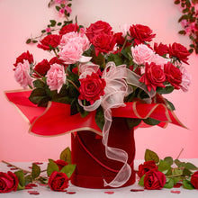 Load image into Gallery viewer, Grand Luxe: 46 Red & Pink Latex Roses in Velvet Box