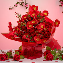 Load image into Gallery viewer, Vivid Passion: Red Roses, Poppies & Mini Roses Bouquet