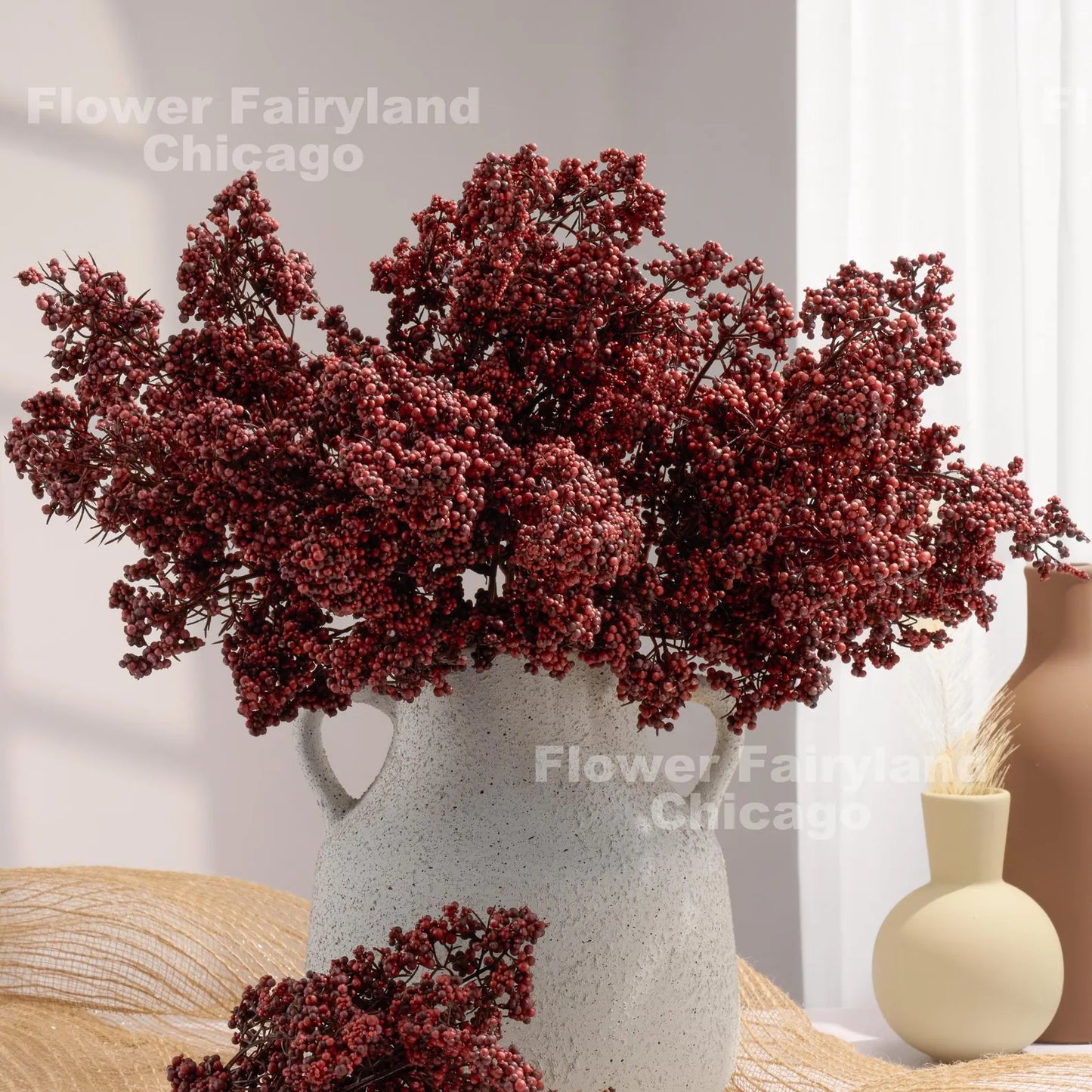 31" Faux Mini Berries Long Branch - Burgundy