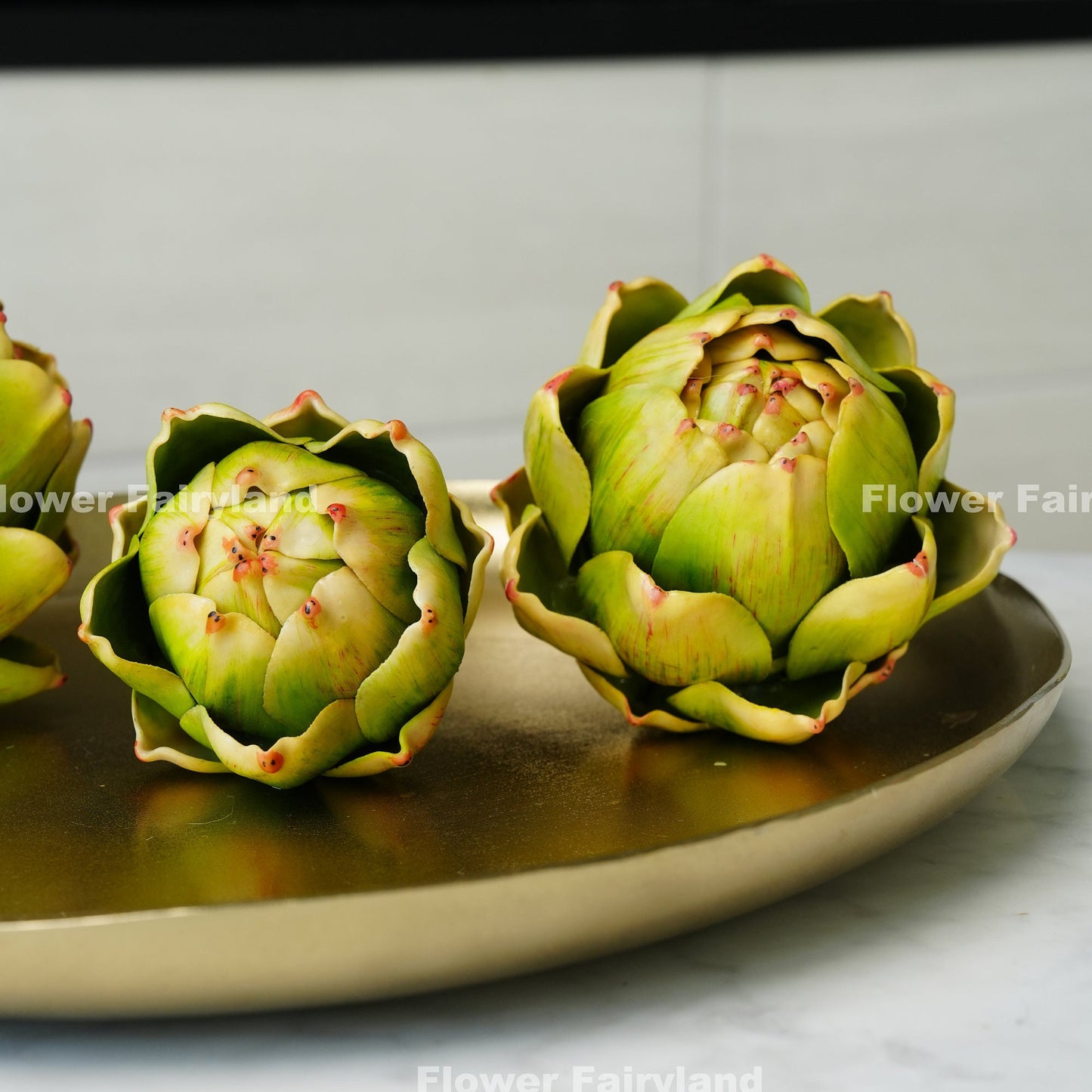 Green faux artichoke detail