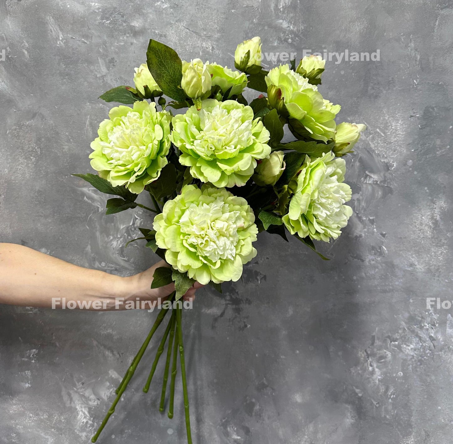 Lime green faux peony bunch