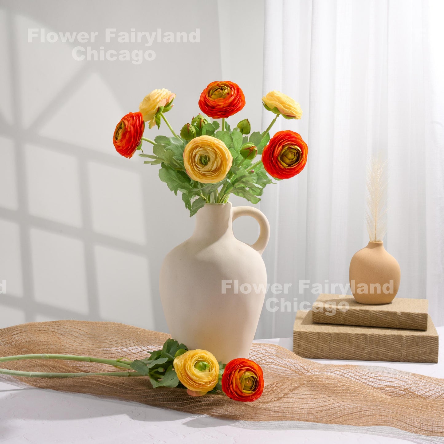 Orange ranunculus bloom detail