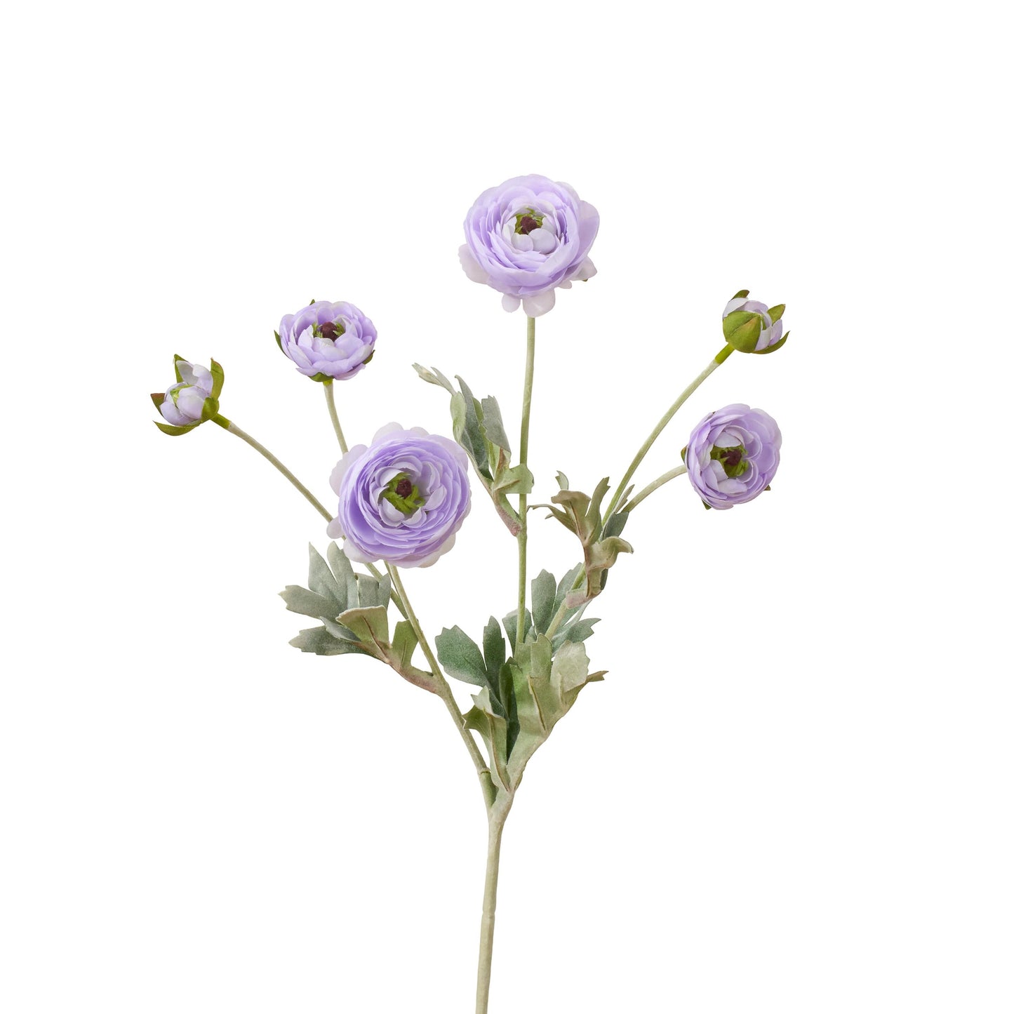 Single soft purple faux ranunculus stem with 6 heads