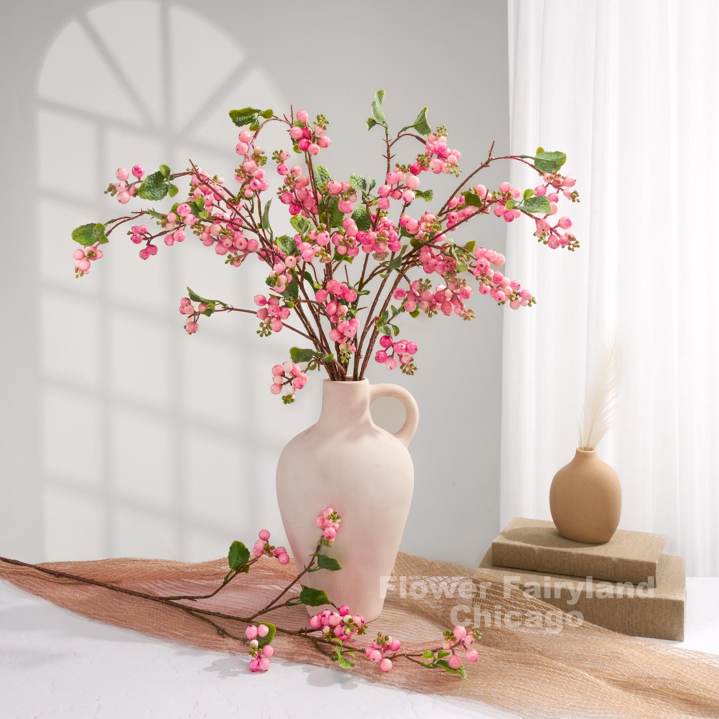 Pink snowberry detail