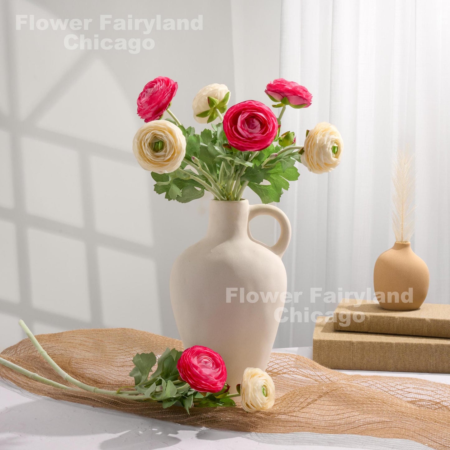Milky white ranunculus bloom detail