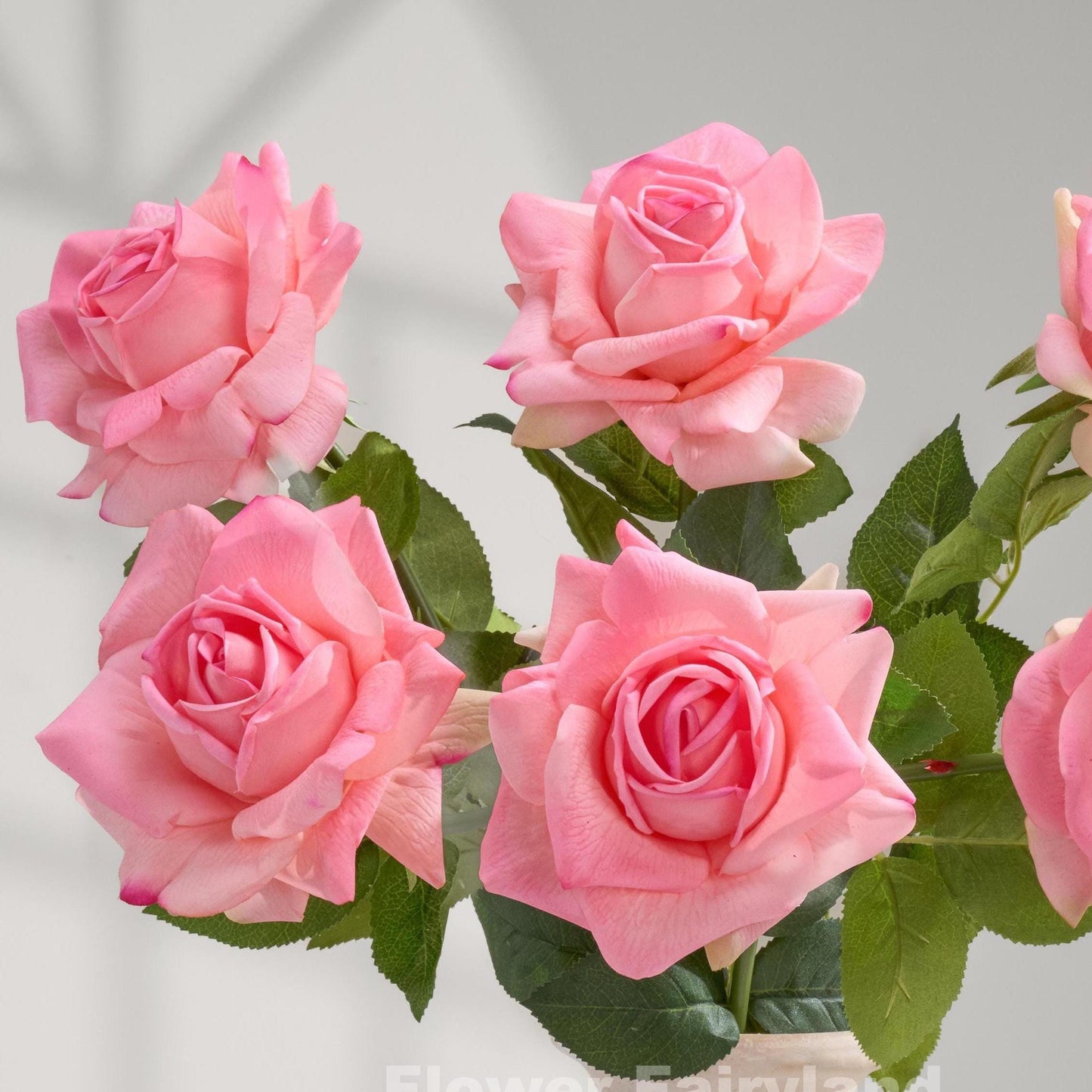 Lipstick pink real touch full bloom roses close up