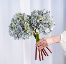 Load image into Gallery viewer, 3 Stems Dried Look Faux Hydrangea Bundle - Blue