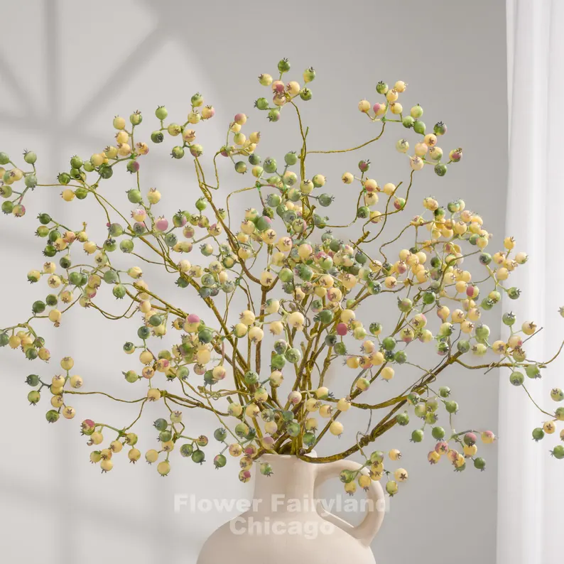 Faux Berry Branch - Pinkish Green