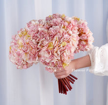 Load image into Gallery viewer, 3 Stems Dried Look Faux Hydrangea Bundle - Light Pink
