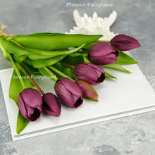 Load image into Gallery viewer, 7 Stems Faux Tulip - Dark Purple