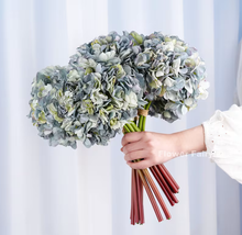 Load image into Gallery viewer, 3 Stems Dried Look Faux Hydrangea Bundle - Blue