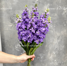 Load image into Gallery viewer, Faux Brompton Stock Bouquet - Dark Lavender Purple