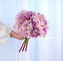 Load image into Gallery viewer, 3 Stems Dried Look Faux Hydrangea Bundle - Purple