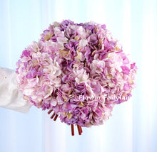 Load image into Gallery viewer, 3 Stems Dried Look Faux Hydrangea Bundle - Purple