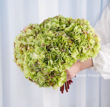 Load image into Gallery viewer, 3 Stems Dried Look Faux Hydrangea Bundle - Green