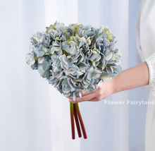 Load image into Gallery viewer, 3 Stems Dried Look Faux Hydrangea Bundle - Blue