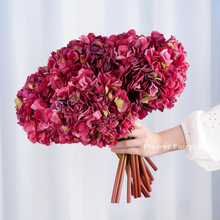 Load image into Gallery viewer, 3 Stems Dried Look Faux Hydrangea Bundle - Red