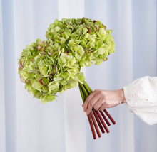 Load image into Gallery viewer, 3 Stems Dried Look Faux Hydrangea Bundle - Green