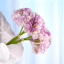 Load image into Gallery viewer, 3 Stems Dried Look Faux Hydrangea Bundle - Purple