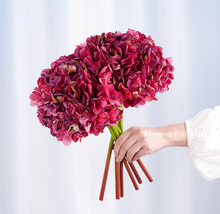 Load image into Gallery viewer, 3 Stems Dried Look Faux Hydrangea Bundle - Red