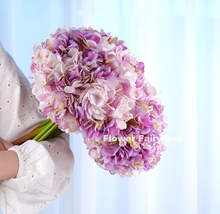 Load image into Gallery viewer, 3 Stems Dried Look Faux Hydrangea Bundle - Purple