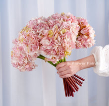 Load image into Gallery viewer, 3 Stems Dried Look Faux Hydrangea Bundle - Light Pink