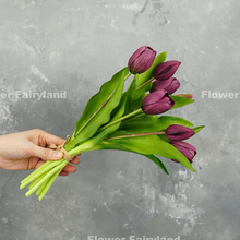 Load image into Gallery viewer, 7 Stems Faux Tulip - Dark Purple