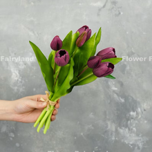 Load image into Gallery viewer, 7 Stems Faux Tulip - Dark Purple