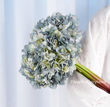 Load image into Gallery viewer, 3 Stems Dried Look Faux Hydrangea Bundle - Blue