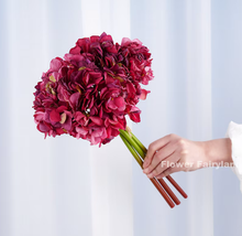 Load image into Gallery viewer, 3 Stems Dried Look Faux Hydrangea Bundle - Red