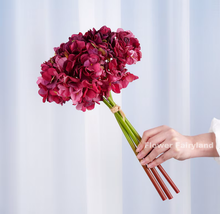 Load image into Gallery viewer, 3 Stems Dried Look Faux Hydrangea Bundle - Red