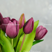 Load image into Gallery viewer, 7 Stems Faux Tulip - Dark Purple