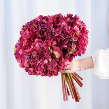 Load image into Gallery viewer, 3 Stems Dried Look Faux Hydrangea Bundle - Red