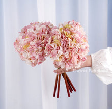 Load image into Gallery viewer, 3 Stems Dried Look Faux Hydrangea Bundle - Light Pink