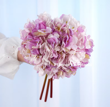 Load image into Gallery viewer, 3 Stems Dried Look Faux Hydrangea Bundle - Purple