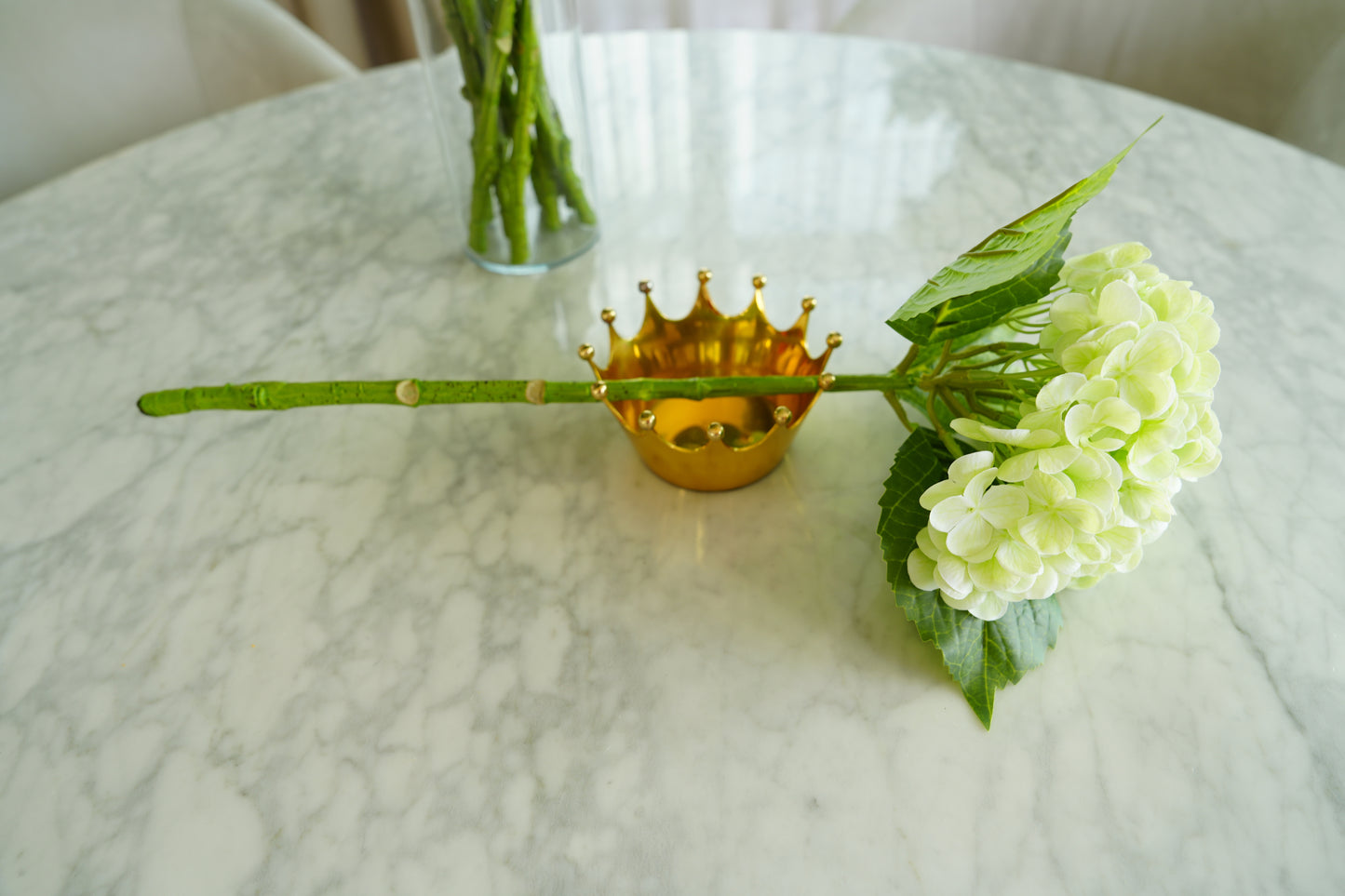 Real Touch Huge Hydrangea Stem - Pale Green