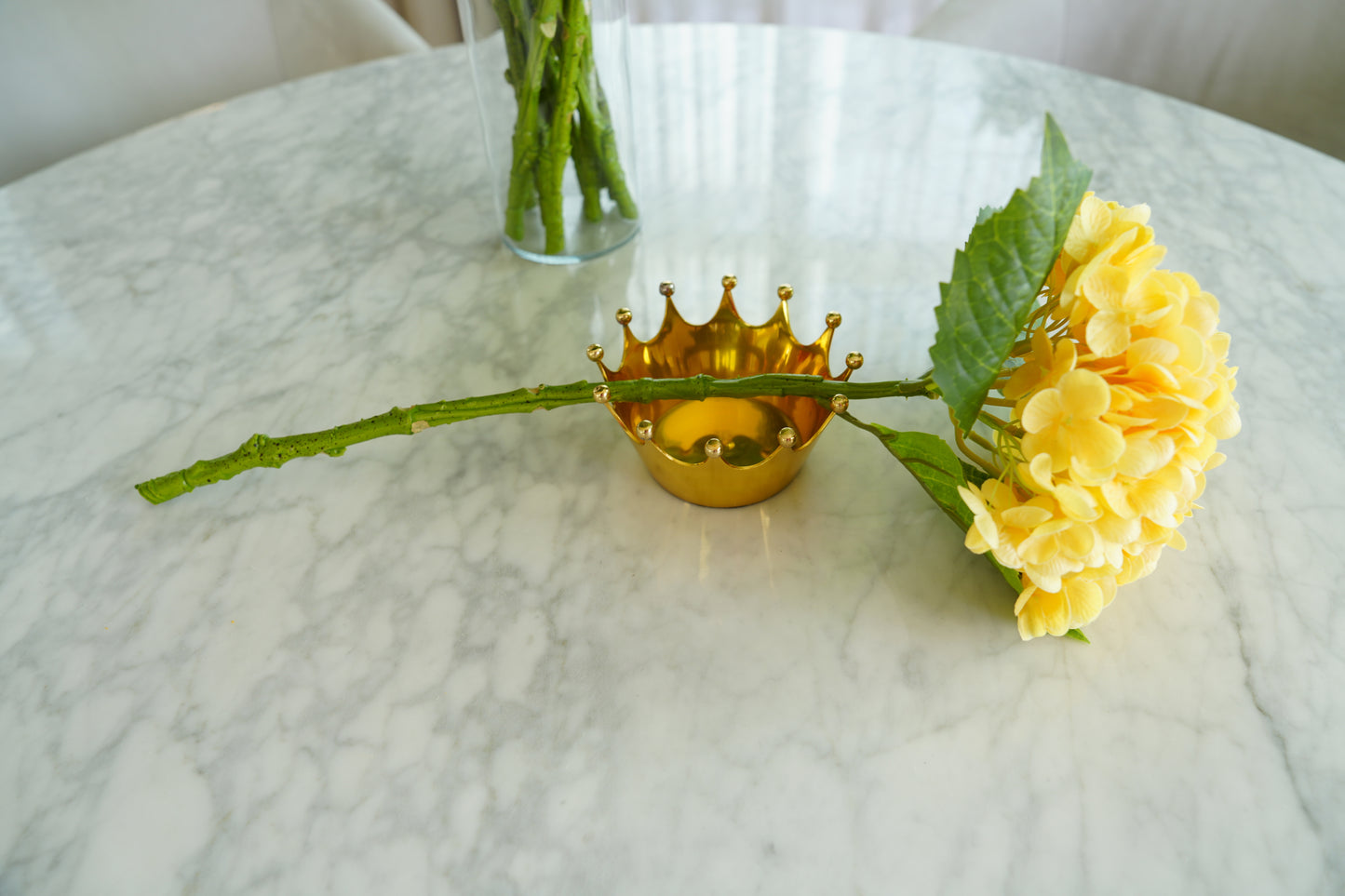 Real Touch Huge Hydrangea Stem - Yellow