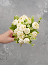 Load image into Gallery viewer, 15 Heads Mini Rose Small Bouquet - White