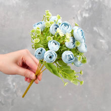 Load image into Gallery viewer, 15 Heads Mini Rose Small Bouquet - Blue
