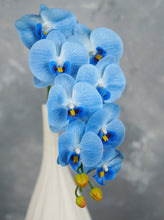 Load image into Gallery viewer, 38" Real Touch 9 Heads Orchid Stem - Blue