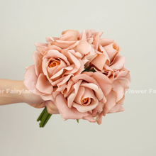 Load image into Gallery viewer, 5 Stems Real Touch Moist Latex Rose Bouquet - Dusty Rose