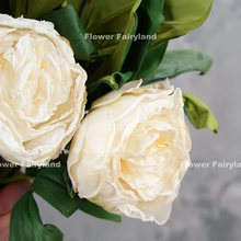Load image into Gallery viewer, 2 Heads Dried Look Peony - White