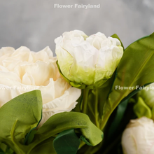 Load image into Gallery viewer, 2 Heads Dried Look Peony - White